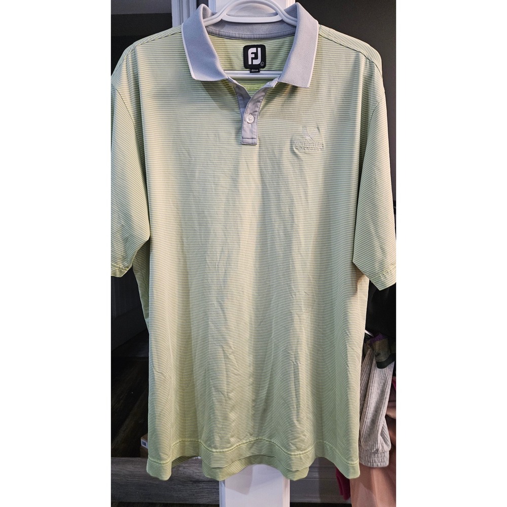 Golfcore FootJoy Mens Valhalla Golf Club Striped Performance Polo Shirt Green L